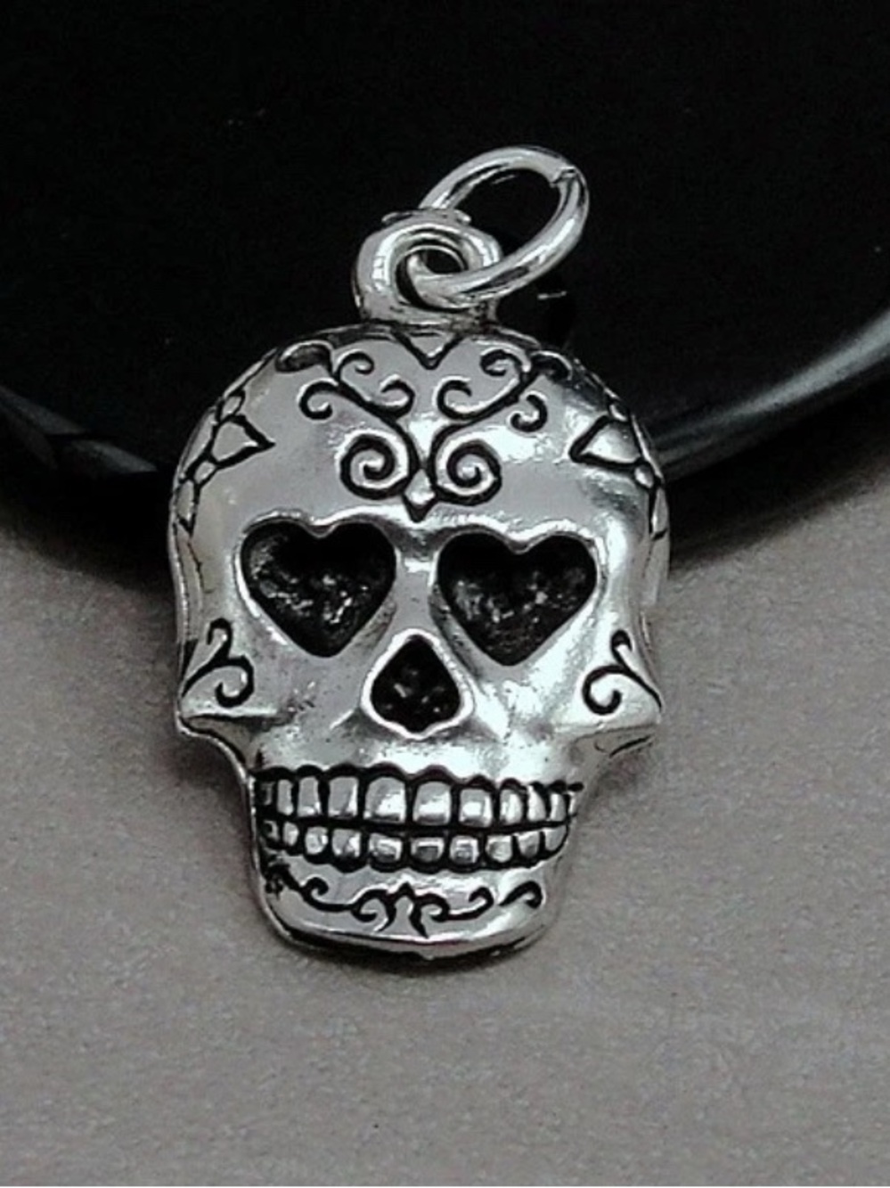Silver-tone sugar skull  Day of the dead pendant for necklace are braclet